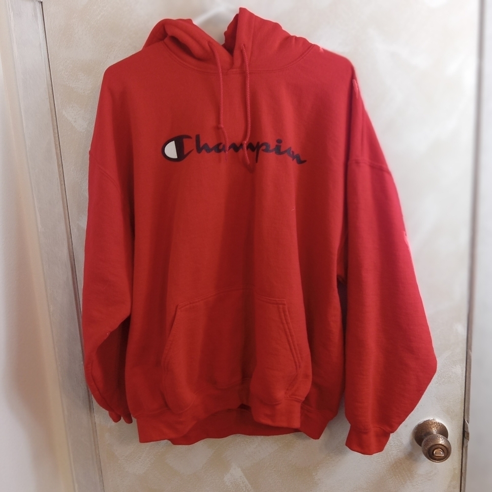 1X Champion Logo Pullover Hoodie Sweatshirt Unisex